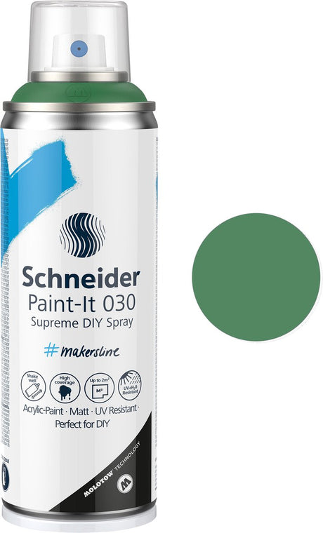 Schneider Schreibwaren Schneider Sprühdose Farbe – Paint-it 030 – DIY Sprühfarbe – Acrylfarbe – 200 ml – Moosgrün – S-ML03050045