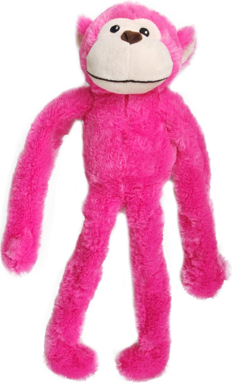 Flamingo-Hundespielzeug Wende-Affe mit Seil – Plüsch-Hundespielzeug mit Quietscher mit Seilkern – rosa – 52 x 20 x 10 cm