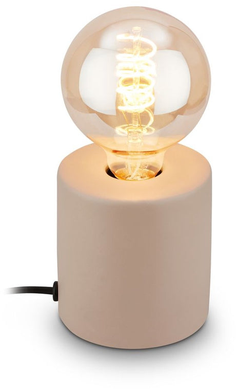 B.k.licht briloner tubo – Tischlampe mit Keramik – E27-Fassung – Nachttischlampe mit Kabelschalter – Beige – ø10 x 10,3 cm