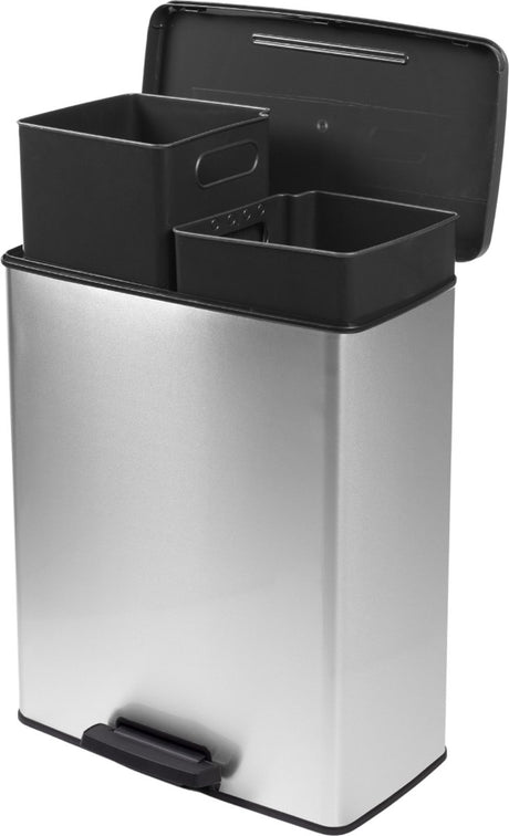 Curver Decobin Duo Abfallbehälter – 26 l + 26 l – rechteckig – silbermetallic