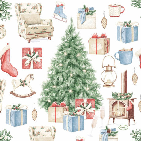 Servietten, Weihnachtsbaum mit Geschenken, Größe 33x33 cm, 20 Stück 1 Box