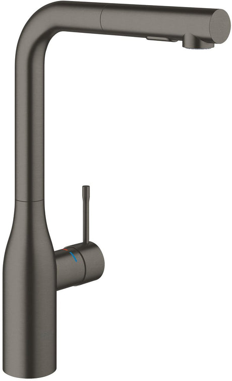 Grohe Essence neue Küchenarmatur – hoher Auslauf – mit ausziehbarer Handbrause – Dual-Spray – gebürstetes Hartgraphit (Mattanthrazit)