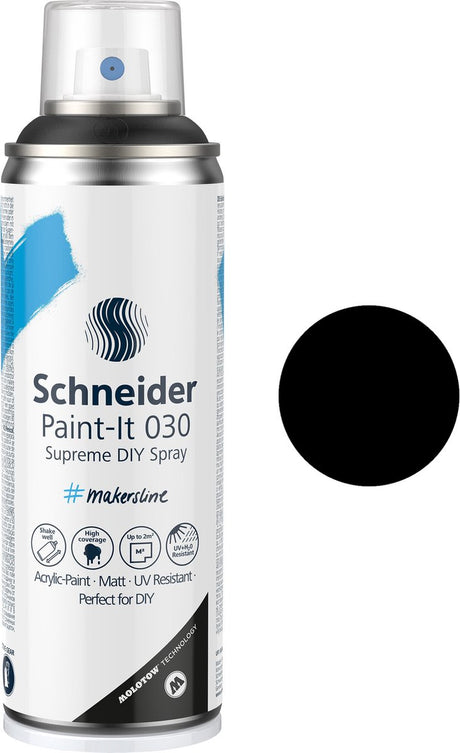 Schneider S-ML03050001 Supreme DIY Spray Paint-It 030 Schwarz 200 ml Acrylfarbe