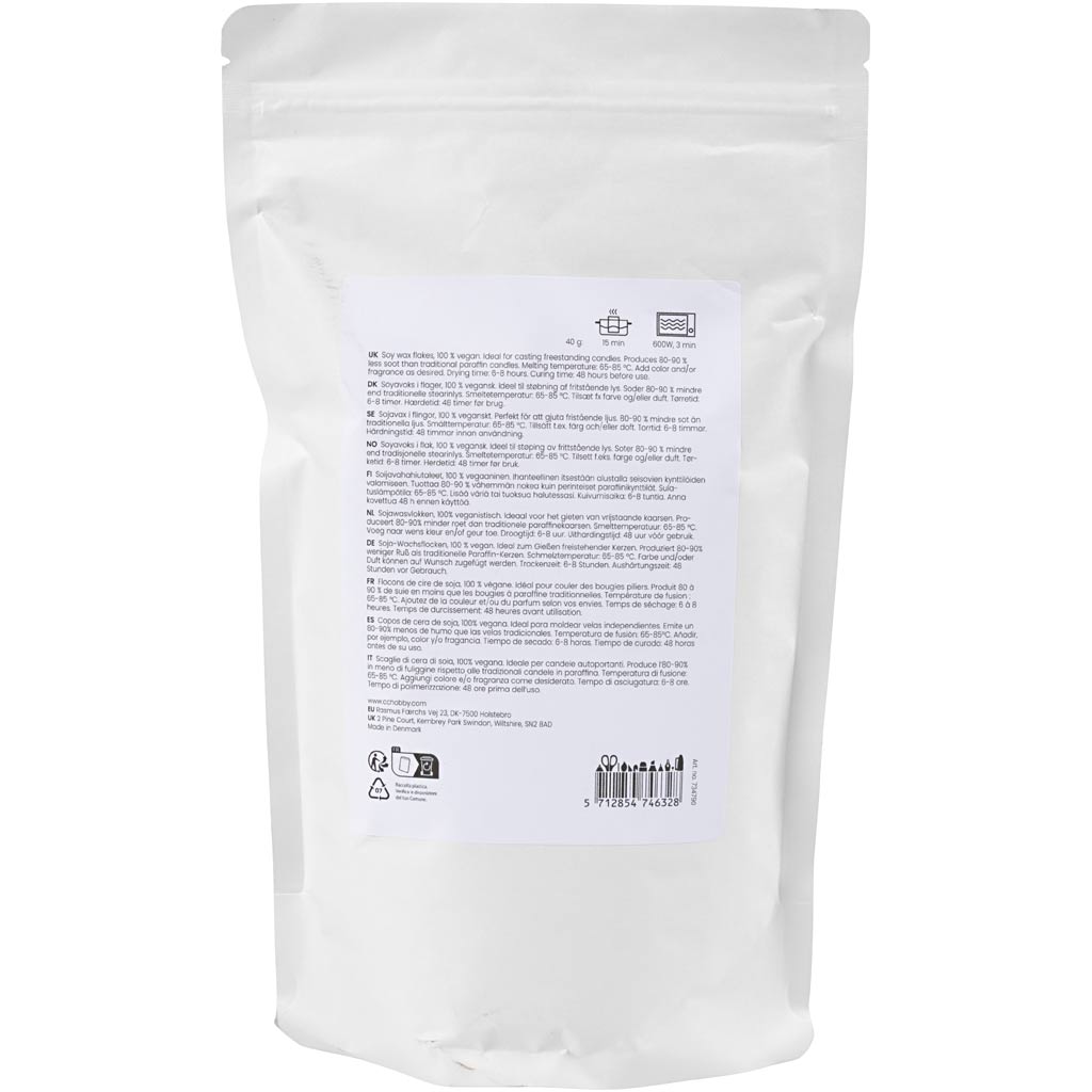 Creativ company soy wax, for stand-alone candles, cream, 500 gr 1 box