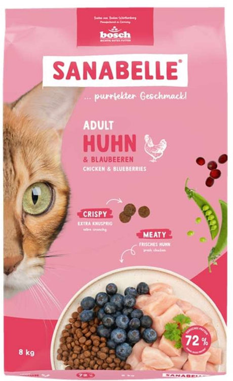 Sanabelle Bosch Adult Geflügel – Trockenfutter für Katzen – weizenfrei – reich an Geflügel – gesunde Haut, glänzendes Fell – 8 kg
