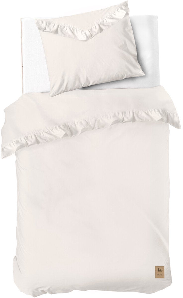 Dindi home dekbedovertrek white ruffle - 140x220 - 100% katoen - off white