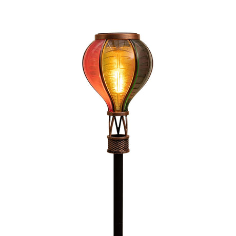 Anna's collection solar luchtballon op steker met vlameffect 12led 11x57cm