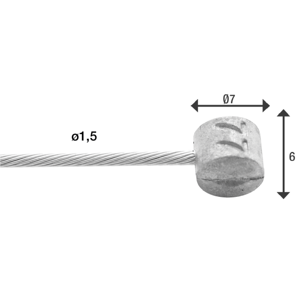 REM Binnenkabel Elendes 2.000 mm 1 × 19 Drahtstahl Ø1,5 mm mit T-Nipple Ø7 × 6 mm