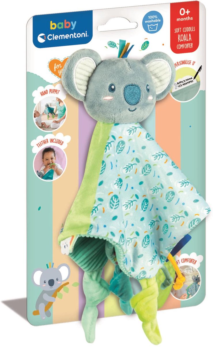 Clementoni – Baby-Schmusetuch Koala – weiches Kuscheltuch – sensorisch – Mutterschaftsgeschenk – ab 0 Monaten