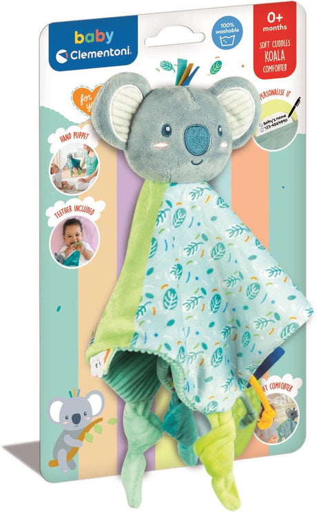 Clementoni – Baby-Schmusetuch Koala – weiches Kuscheltuch – sensorisch – Mutterschaftsgeschenk – ab 0 Monaten