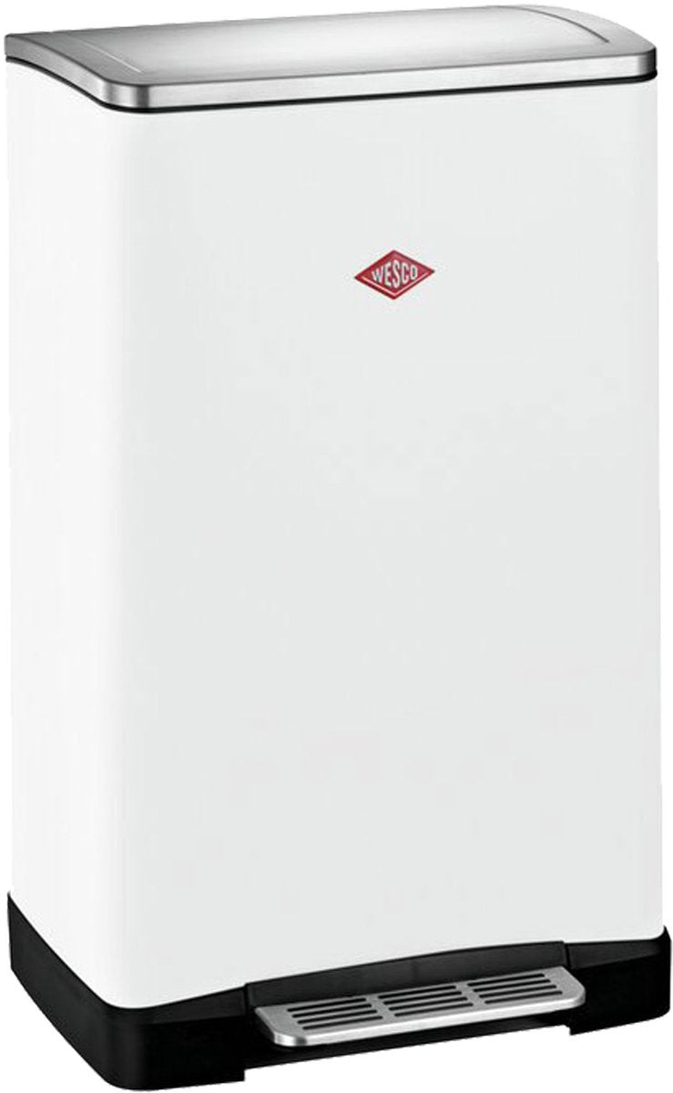 Wesco Big Double Boy Mülltrenner | 36 Liter | Duo Treteimer (2x18 Liter) | Metall - mattweiß | Müll