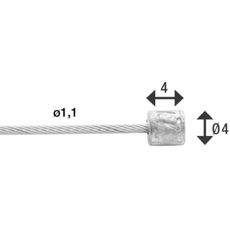 Elvedes Cable Systems BV Schalter Innenkabel Elvedes 2250 mm 7 x 7 Adern Edelstahl ø1,1 mm mit N-Nippel ø4,5 × 4,5 (Karton mit 50 Stück) – Silber