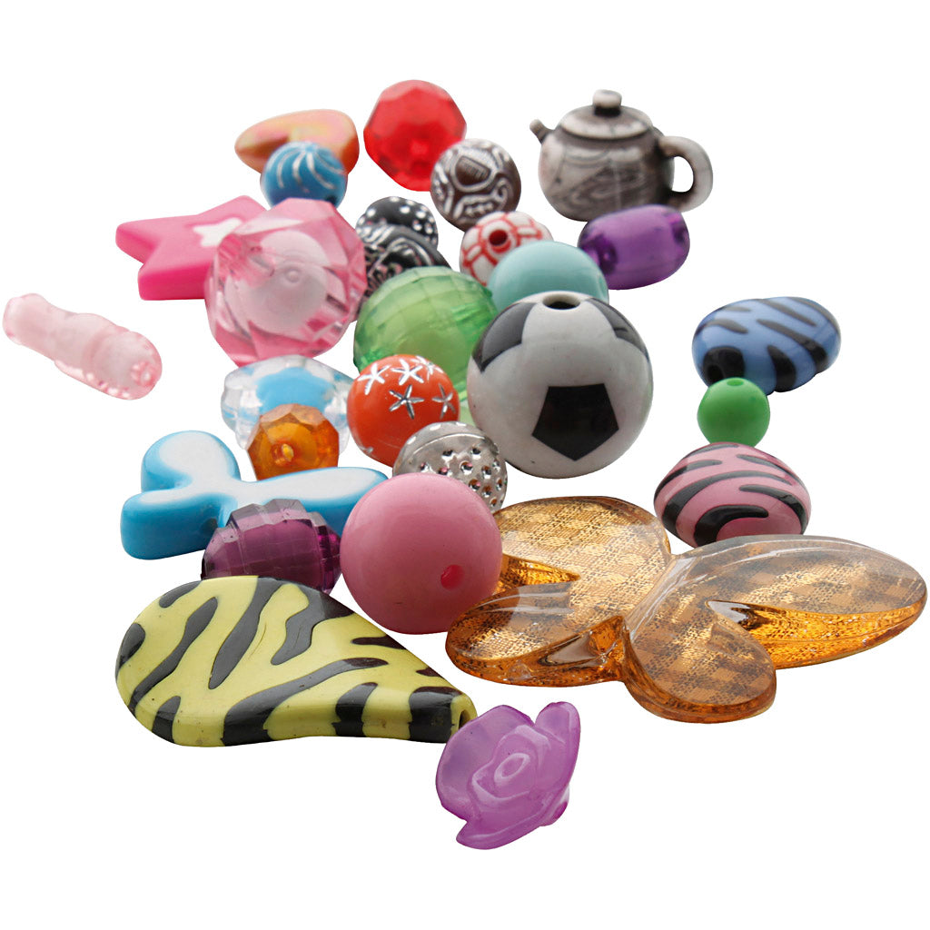 Fantasy-Kunststoffperlenmischung, Größe 5-35 mm, Lochgröße 1-4 mm, 1000 g 1 Box