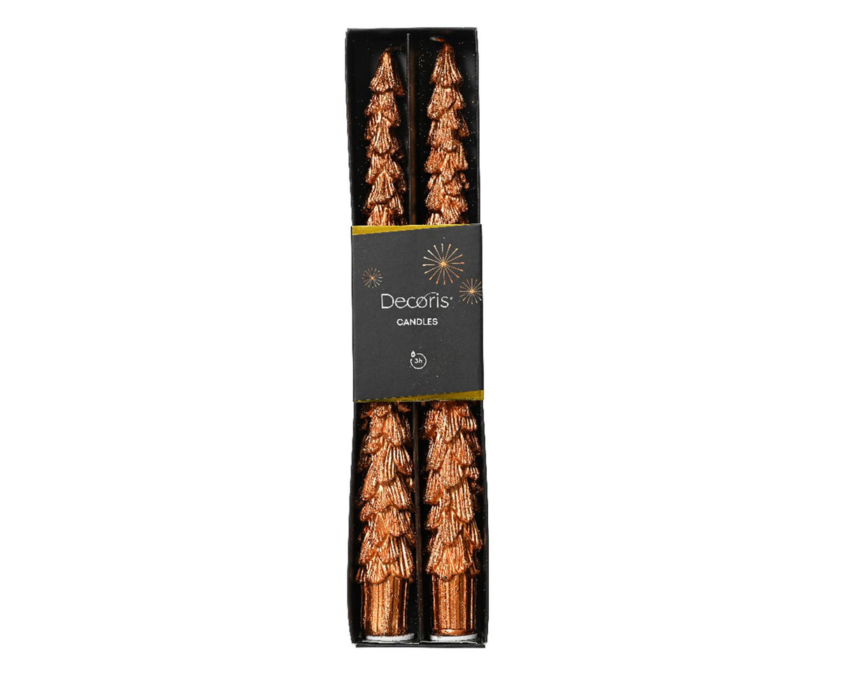Decoris Dinerkaars Kerstboom Coper 25cm 2-delig