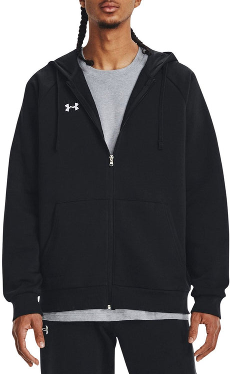 Under Armour UA Rival Fleece FZ Hoodie-BLK Herren-Sportpullover – Schwarz – Weiß