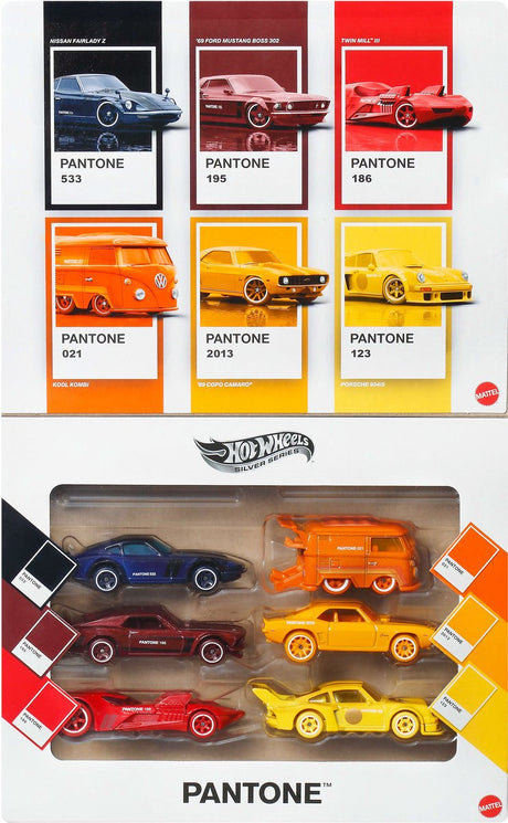 Hot Wheels Pantone Multipack mit Spielzeugautos und -vans – 6 Metallfahrzeuge