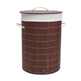 Homestyle Pro runder faltbarer Bambus-Wäschekorb 35x50 cm braun weiß