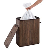 Homestyle Pro rechteckiger Bambus-Wäschekorb + Text 52x32x63 cm braun weiß