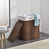 Homestyle Pro rechteckiger Bambus-Wäschekorb + Text 52x32x63 cm braun weiß