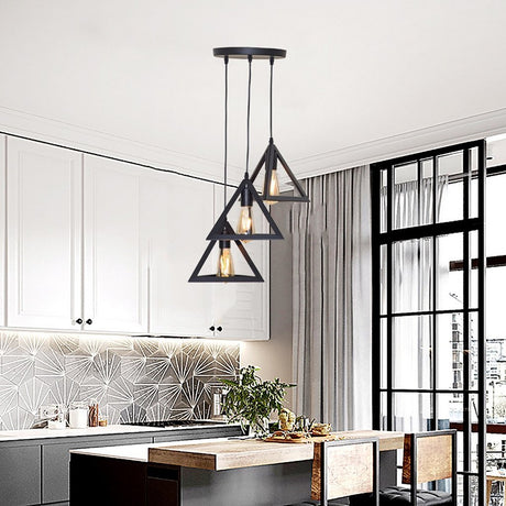 Homestyle Pro MK022-B industrielle Pyramiden-Hängelampen aus schwarzem Metall