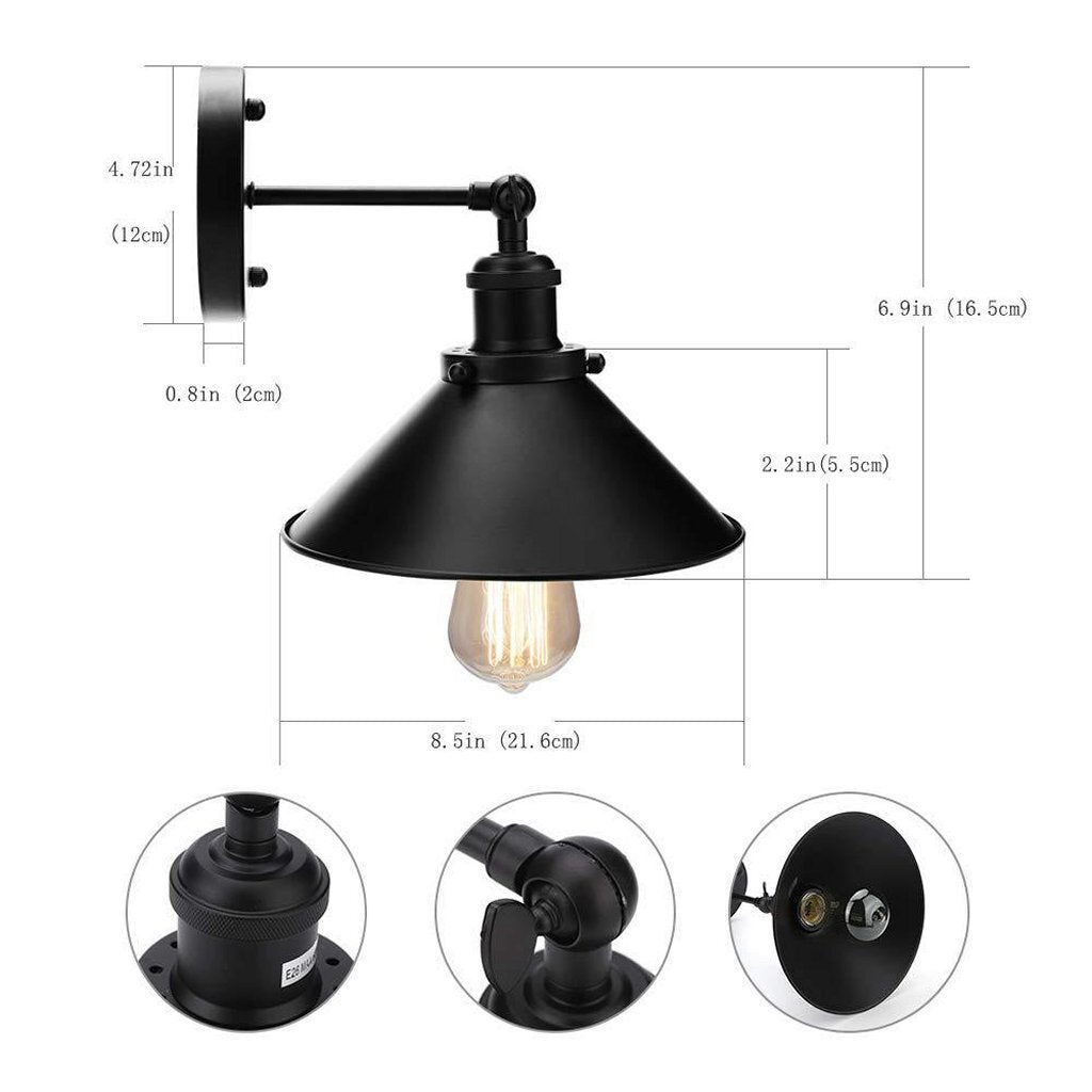 Homestyle pro mk023-b industrielle Wandleuchte 22 cm aus schwarzem Metall