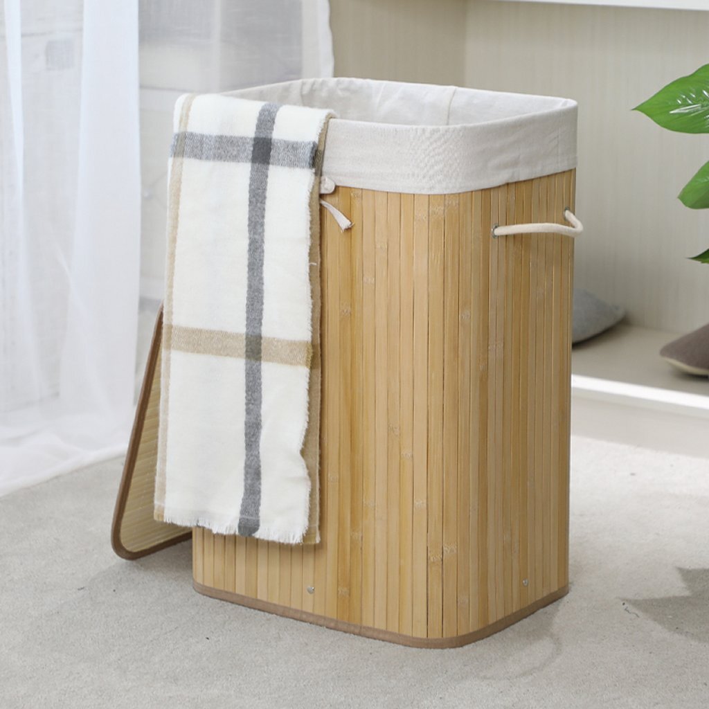 Homestyle pro homestyle rechthoekige bamboe wasmand 40x30x60 cm naturel wit