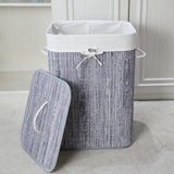 Homestyle Pro rechteckiger Bambus-Wäschekorb 40x30x60 cm grauweiß
