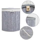 Homestyle Pro runder faltbarer Bambus-Wäschekorb 35x50 cm grauweiß