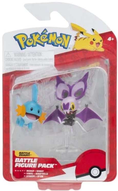 Jazwares Pokémon-Figur 2er-Pack Mudkip Noibat mit Ständer 8 cm Minifigur
