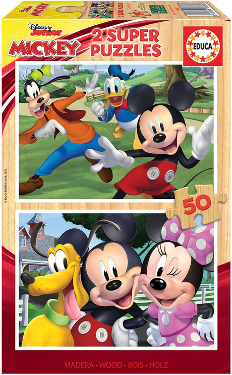 Educa - Puzzle - 2 x 50 Teile - Holz - Mickey Friends
