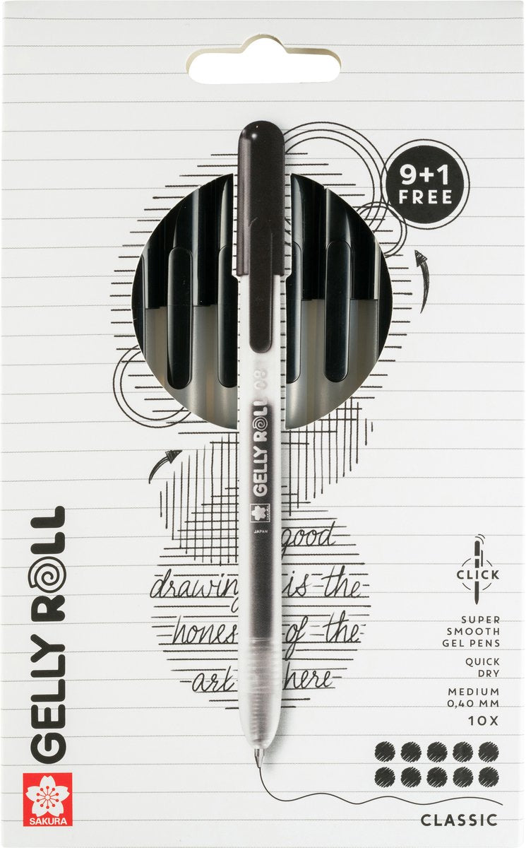 Sakura gelly roll retractable classic set 10 (zwart)