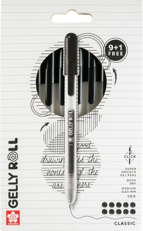 Sakura gelly roll retractable classic set 10 (zwart)