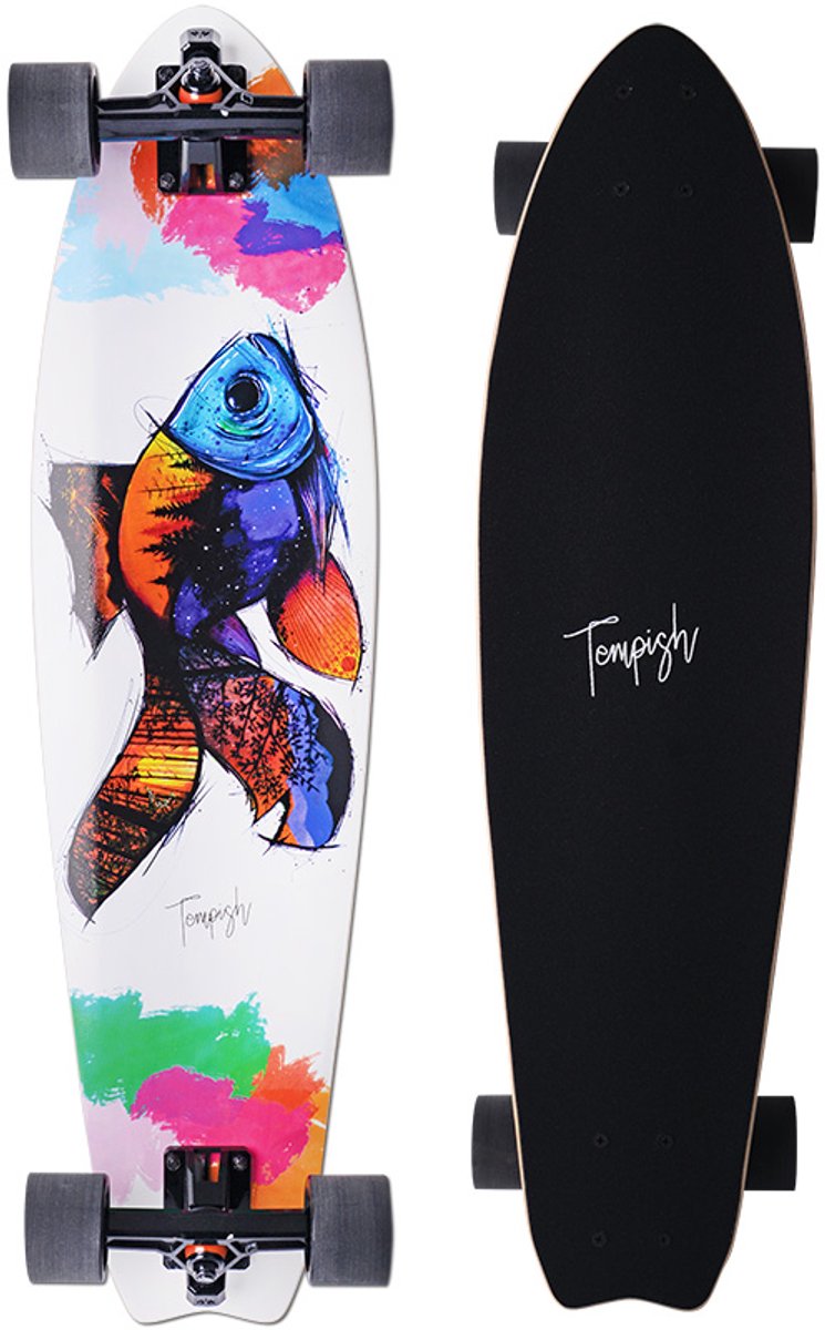Tempischer Longboard -Fisch 82,5 x 21,5 cm weiß schwarz