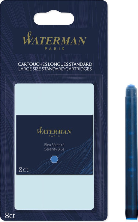 Waterman – Füllfederhalter-Tintenpatronen | lang | Gelassenheit blau | 8 Tintenpatronen (Blister)