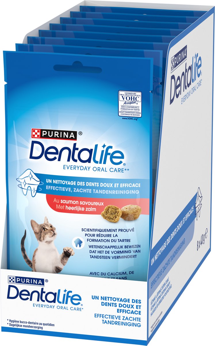 Dentalife tägliche Mundpflege-Katzensnacks – Lachs – 8 x 40 g