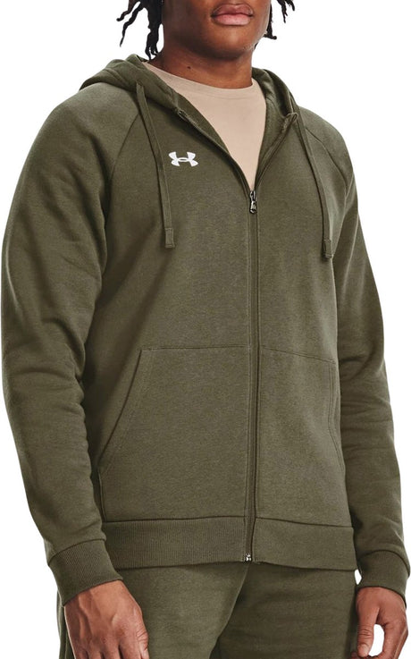 Under Armour UA Rival Fleece FZ Hoodie Herren-Sportpullover – Grün – Weiß