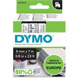 Dymo-Bänder D1 Polyester 9 mm x 7 m schwarz-transparent glänzend