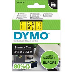 Bänder Dymo D1 Polyester 9mmx7m schwarz-gelb glänzend