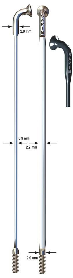 Sapim Aero Speiche CX-Ray Aero Blade Speiche CX-Ray Edelstahl 2x296mm Sil.