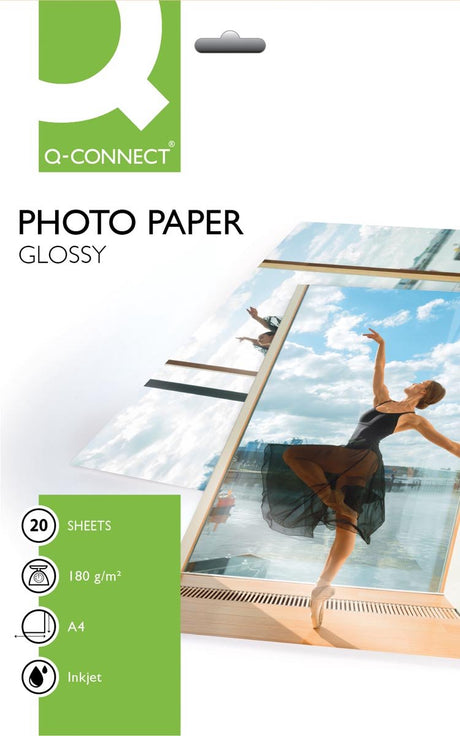 Q-Connect Fotopapier, ft A4, 180 g, Packung mit 20 Blatt