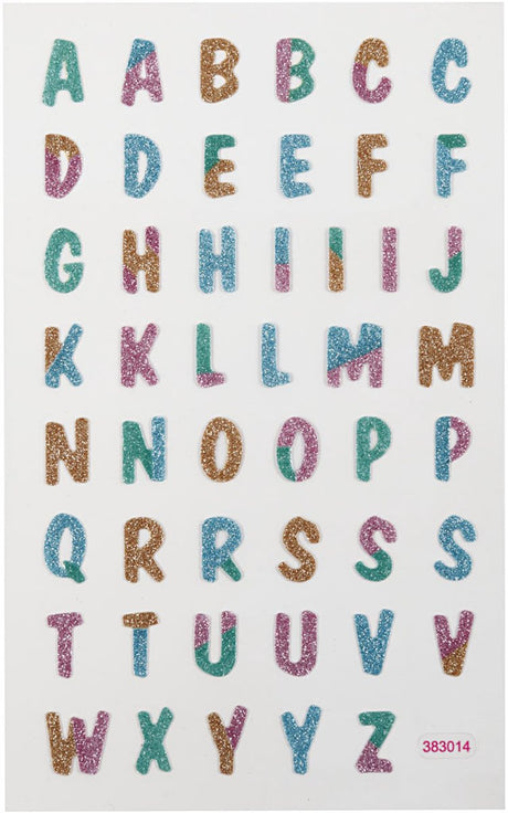 Creativ Company Glitzeraufkleber, Buchstaben, Blatt 10x16 cm, 1 Blatt