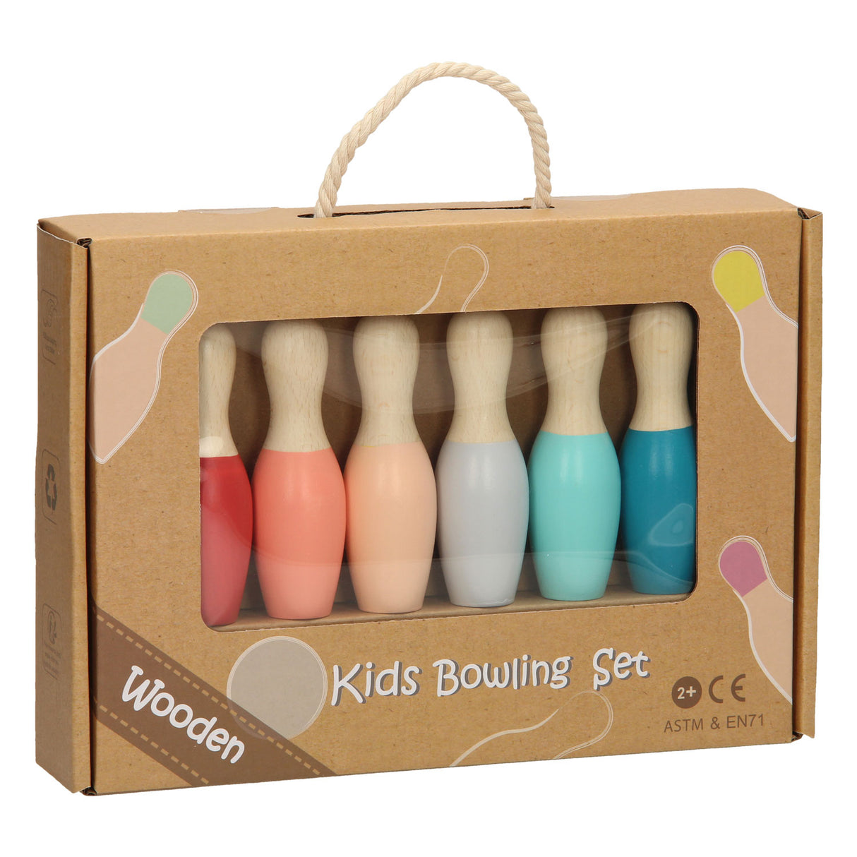 Wooden children's bowling set - Pastel