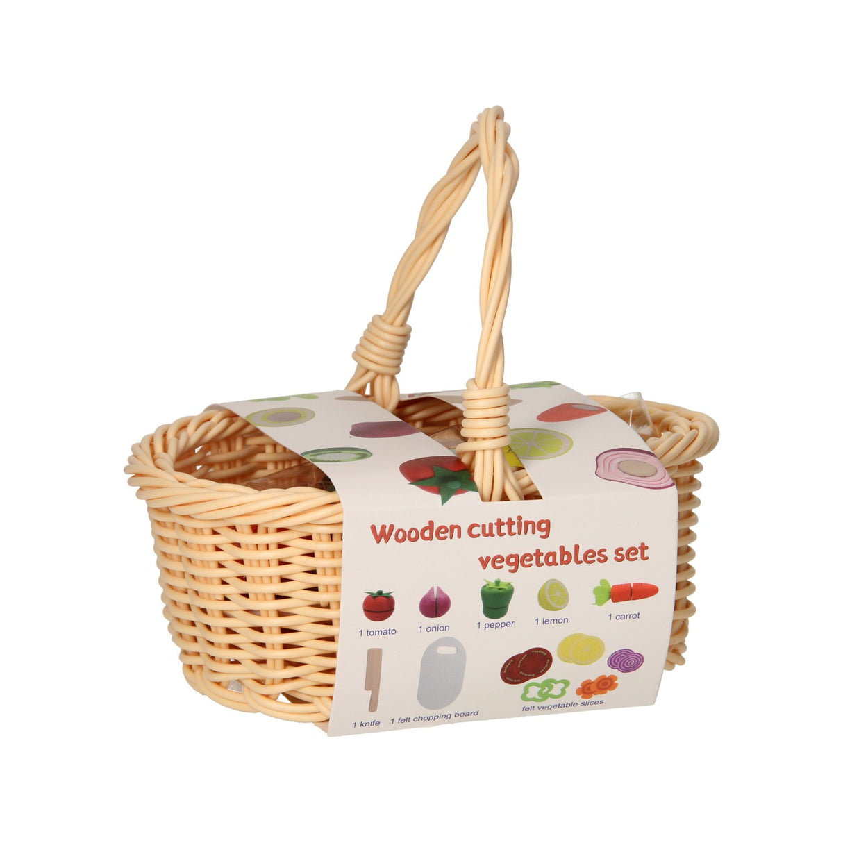 Cut-fruit wood in a picnic basket