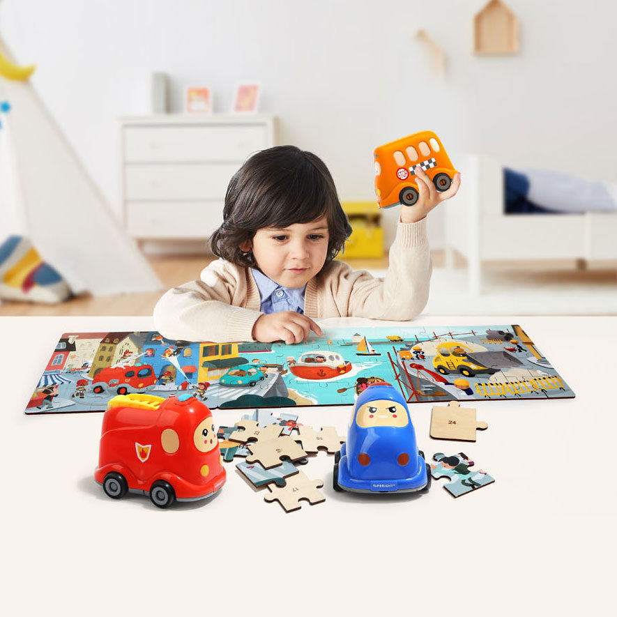 Topbright Woods Jigsaw Puzzle med skolbuss, 24: e.