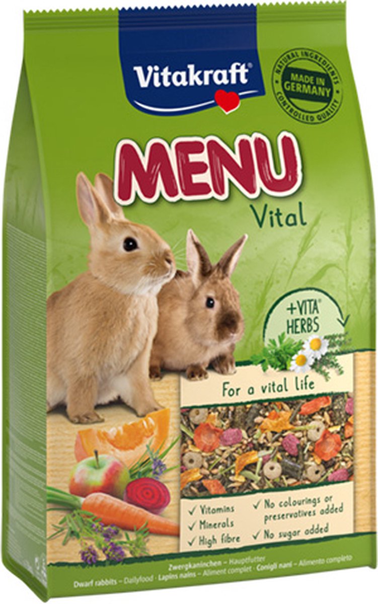 Vitakraft - Menü Vital - Kaninchenfutter - Alleinfuttermittel für Kaninchen - 3 kg