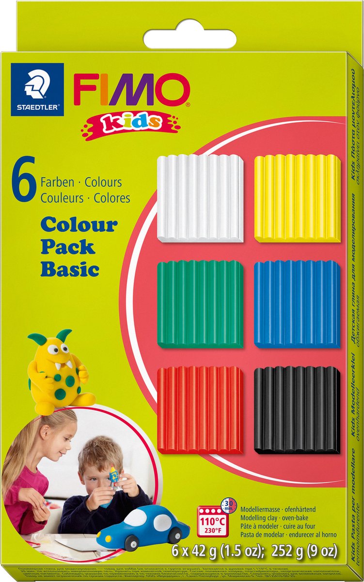 Fimo Kids Monting Clay Standard Colors, 6dlg.