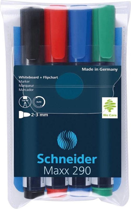 Schneider Schreibgeräte Schneider Whiteboard-Marker – Maxx 290 – runde Spitze – 4 Stück – für Whiteboard und Flipchart – S-129094