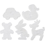 Creativ Company Grundplatte, Teddybär, Auto, Rentier, Ente und Hase, Größe 16x19,5-19x24 cm, Jumbo, klar, 5 Stück 1 Box