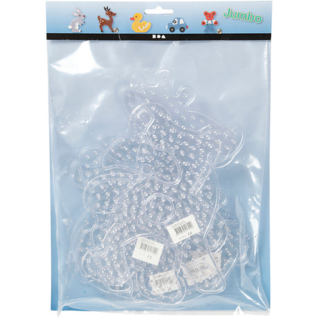 Creativ Company Grundplatte, Teddybär, Auto, Rentier, Ente und Hase, Größe 16x19,5-19x24 cm, Jumbo, klar, 5 Stück 1 Box