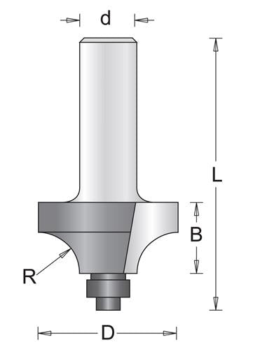 Hikoki-Zubehör Hikoki Viertelrundfräser 22,2 mm Schaft = 8 mm + Lager